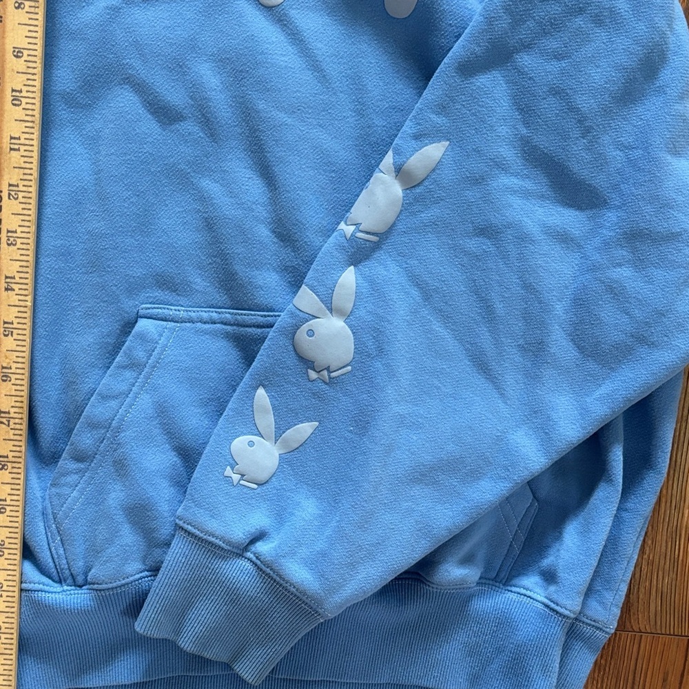 PLAYBOY Light Blue Hoodie Small - Picture 4 of 7